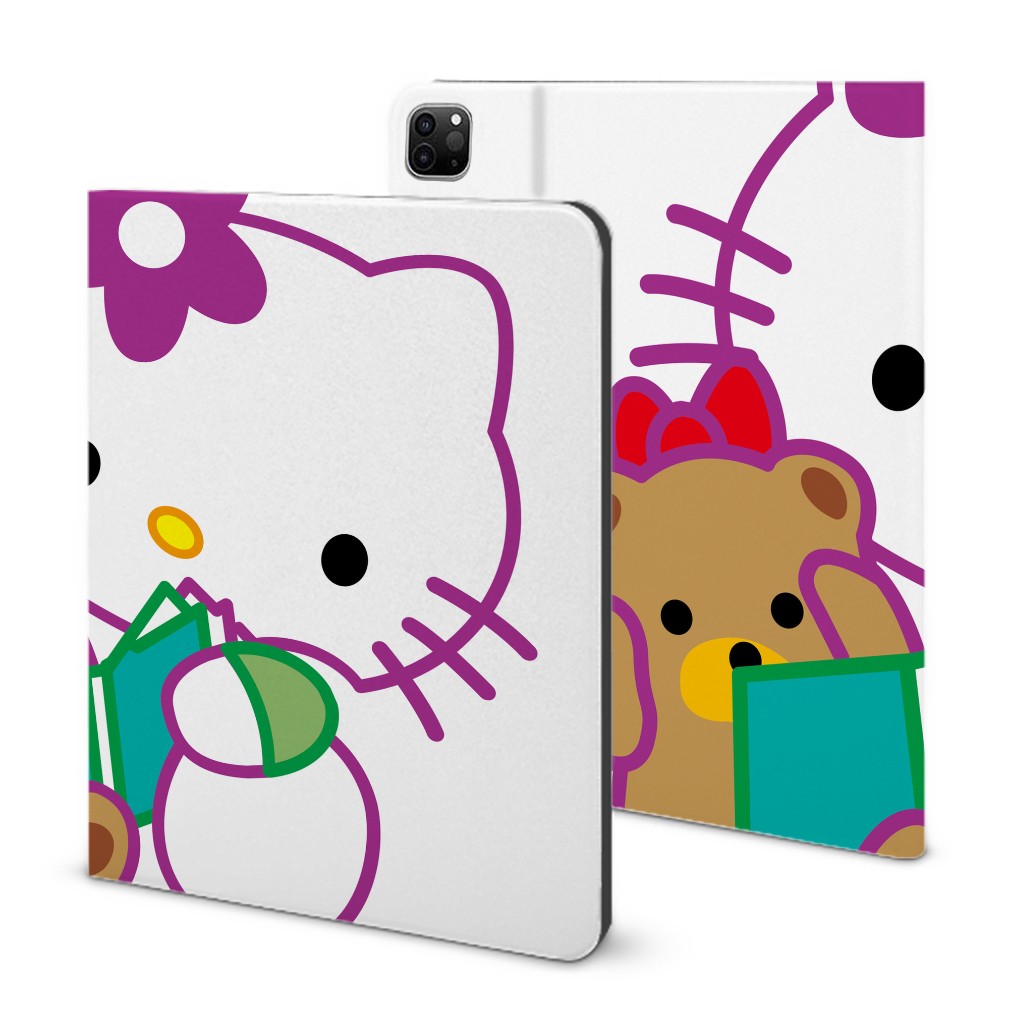 （画像用） Hello Kitty ハローキティ IPad ケース ブック型 PUレザー TPU 耐衝撃 軽量 薄型 ペン収納なし 全面保護 IPad 各モデル対応